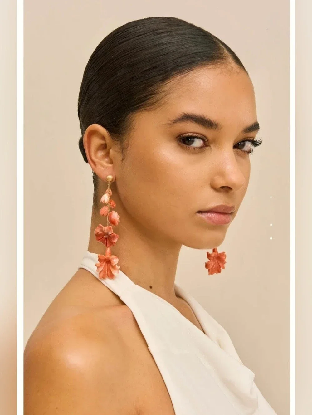 Cult Gaia Coral Floral Drop Earrings - Rose Color - - Picture 2 of 5